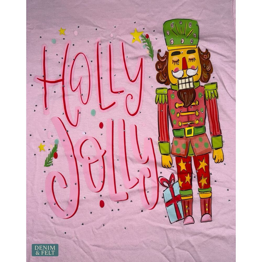NEW Keep It Gypsy Pink Holly Jolly Nutcracker Graphic Tee Christmas Festive Cute - Picture 5 of 7